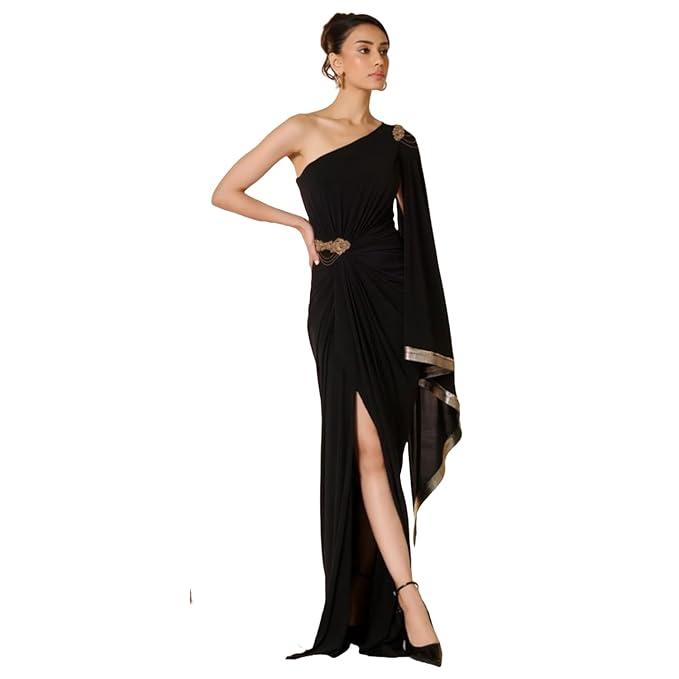 One Shoulder Draped Saree Gown