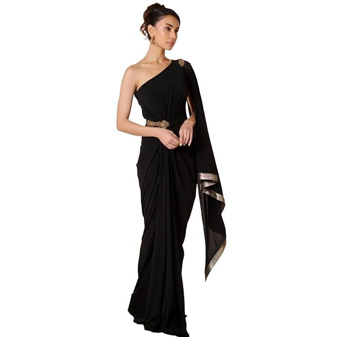One Shoulder Draped Saree Gown
