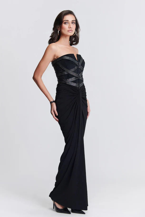 Harliv Black Corset Gown
